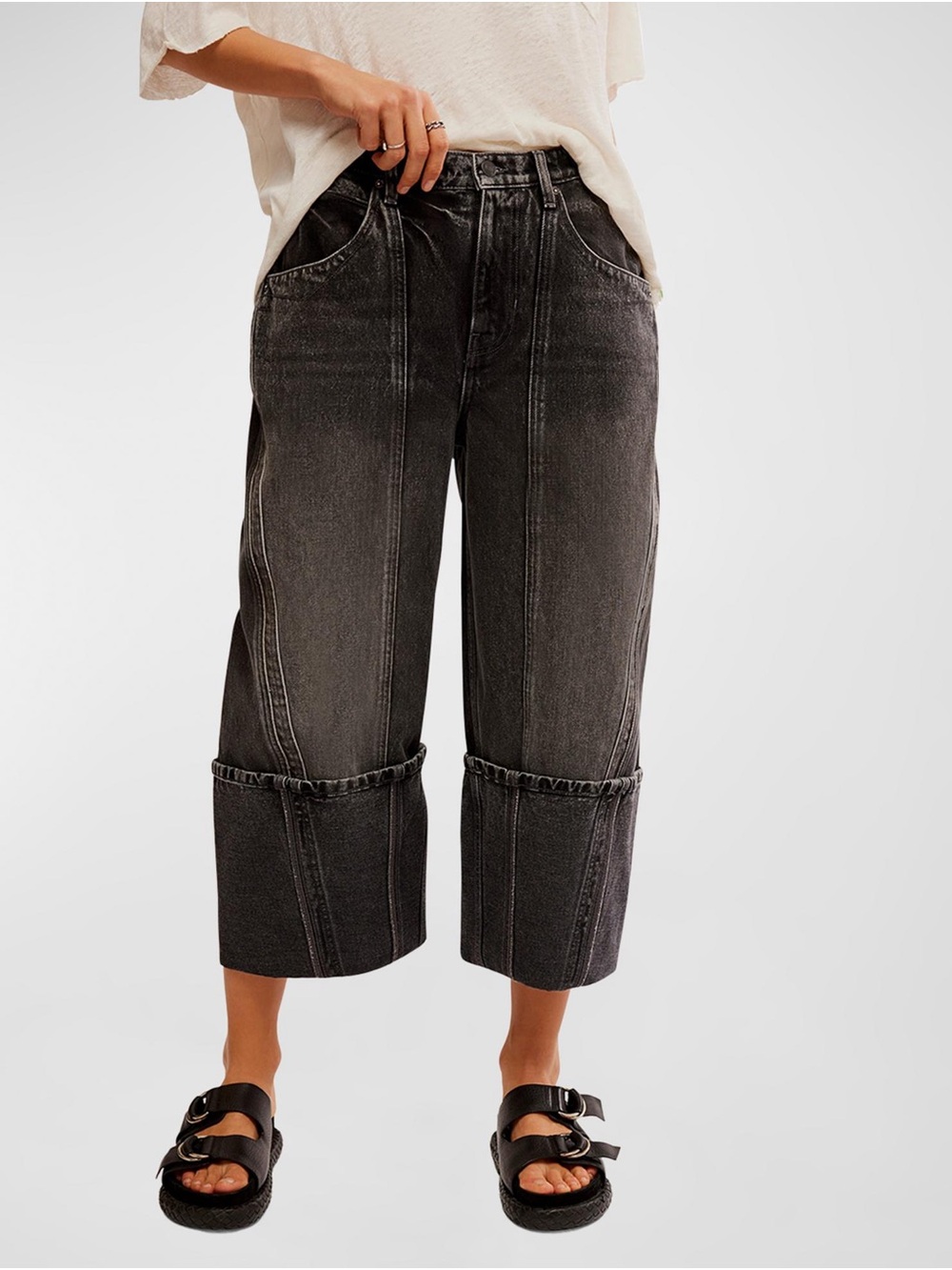 Free People Olsen Cuffed Barrel Cropped Jeans 26